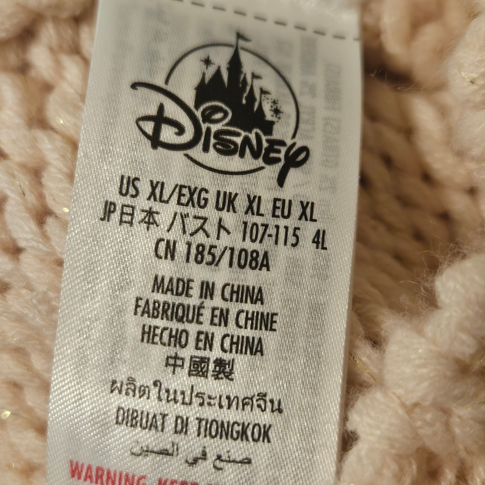 Disney Parks Mickey Mouse Pom Pom Shaker Knit Cardigan Pink Gold Women's Size XL - Picture 5 of 9